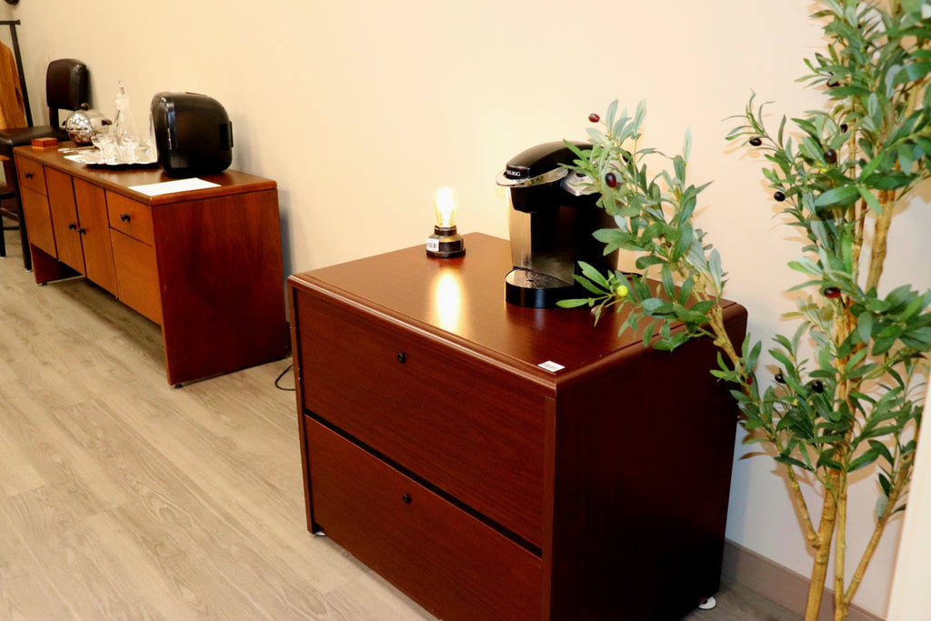 Professional 2-Drawer Lateral File Cabinet - Mahogany Finish