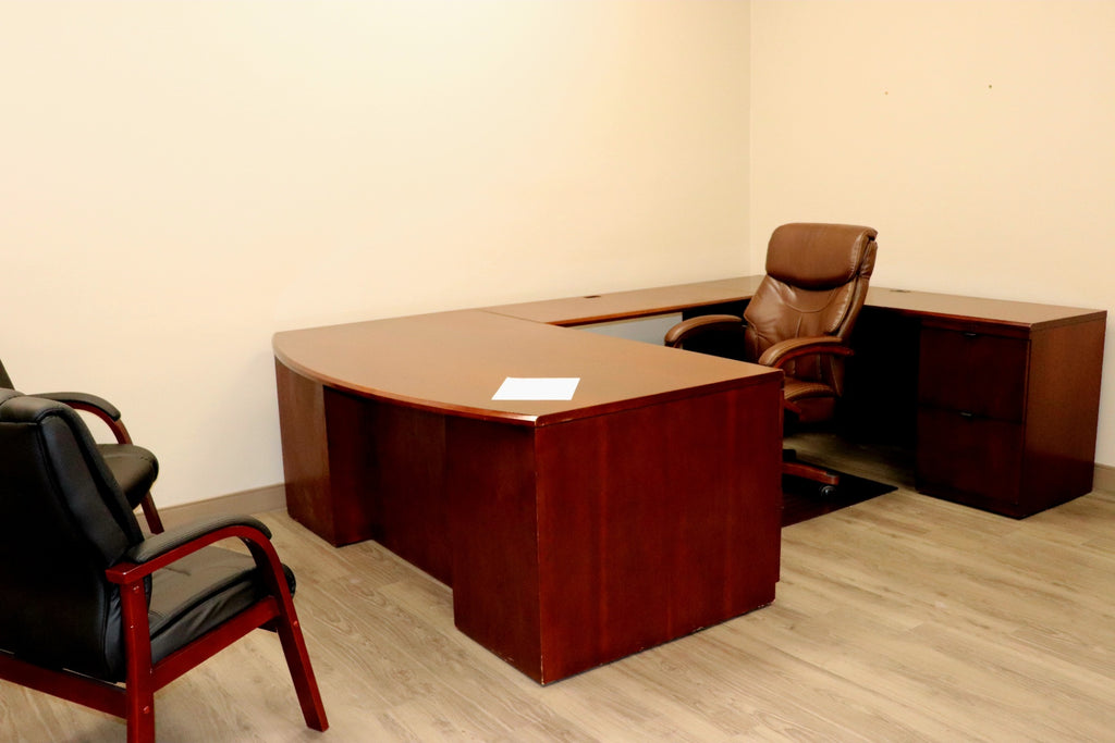 EXECUTIVE SHOWROOM SUITE  OFS Indiana Heritage Cherry Wood U-Desk