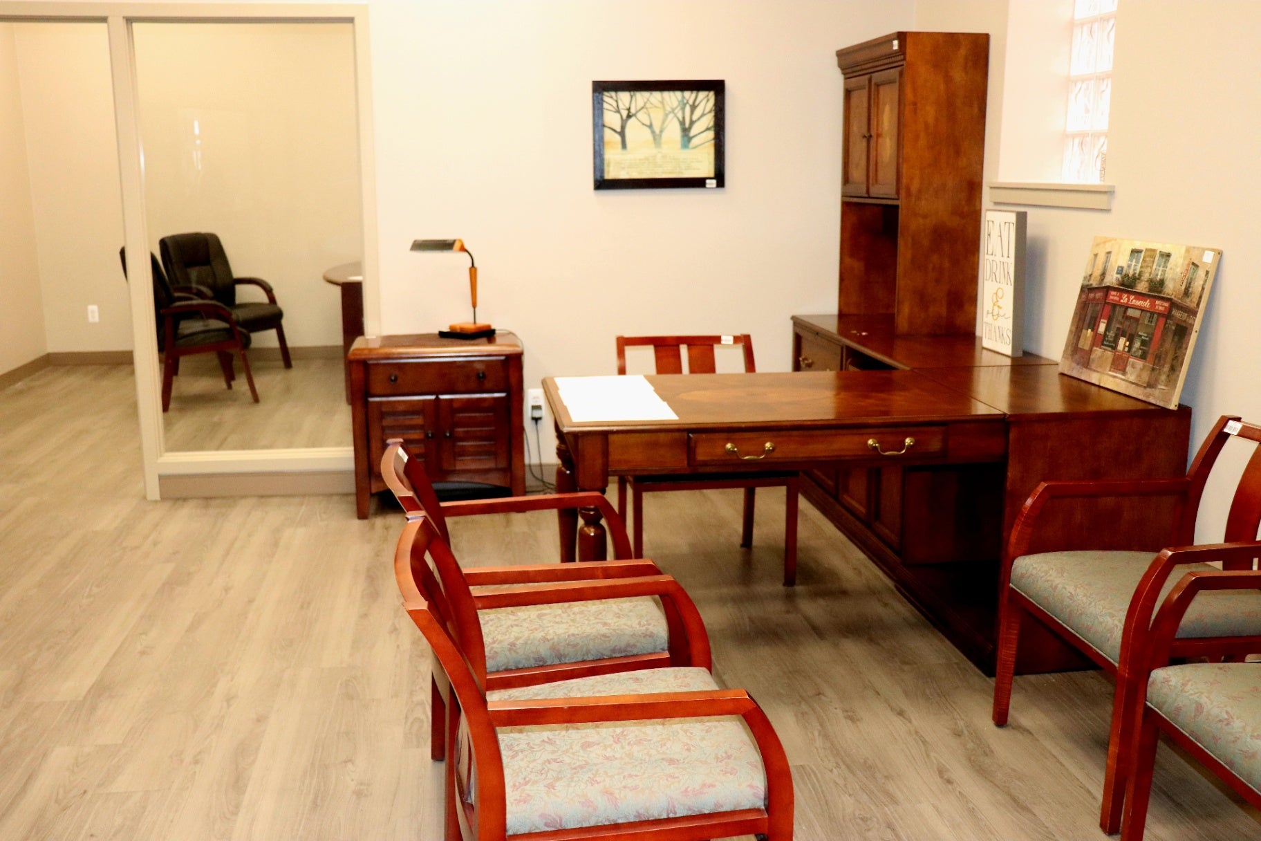Professional Ashley "Cross Island" Executive L-Shaped Desk & Hutch Suite