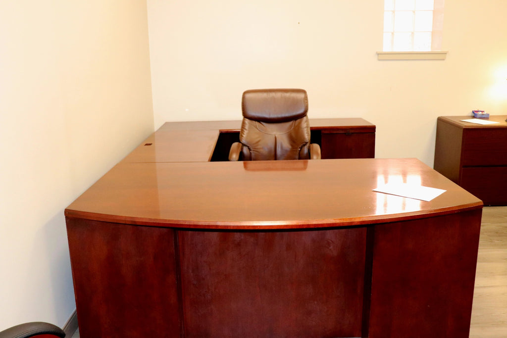 EXECUTIVE SHOWROOM SUITE  OFS Indiana Heritage Cherry Wood U-Desk