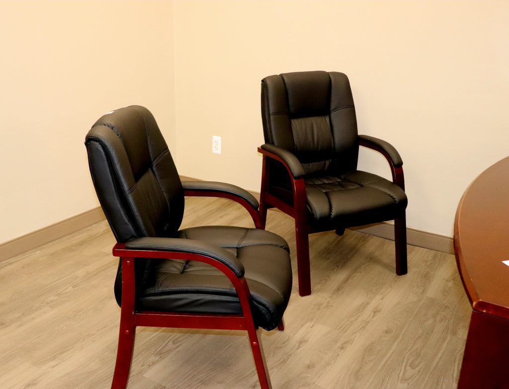 Black Leather and Wood Chair Excellent Condition