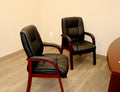 Black Leather and Wood Chair Excellent Condition