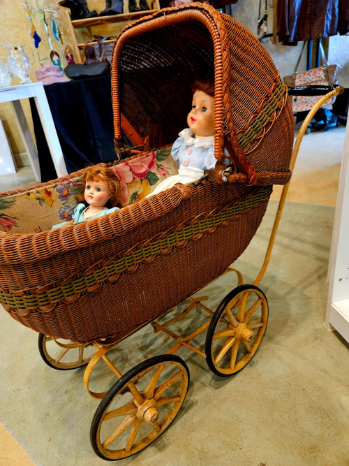 Antique Victorian Wicker Baby Carriage