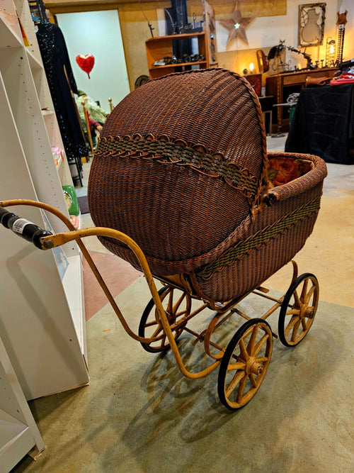Antique Victorian Wicker Baby Carriage