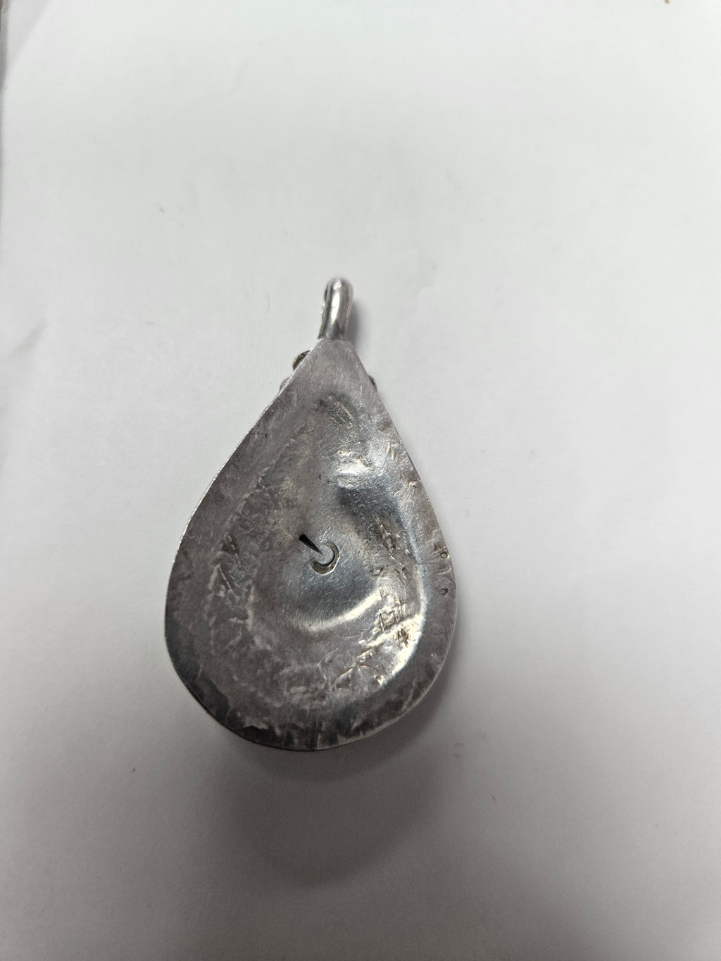 Statement Piece: Vintage Navajo Masterwork: Sterling Silver Teardrop Pendant with Turquoise and Red Coral Stones