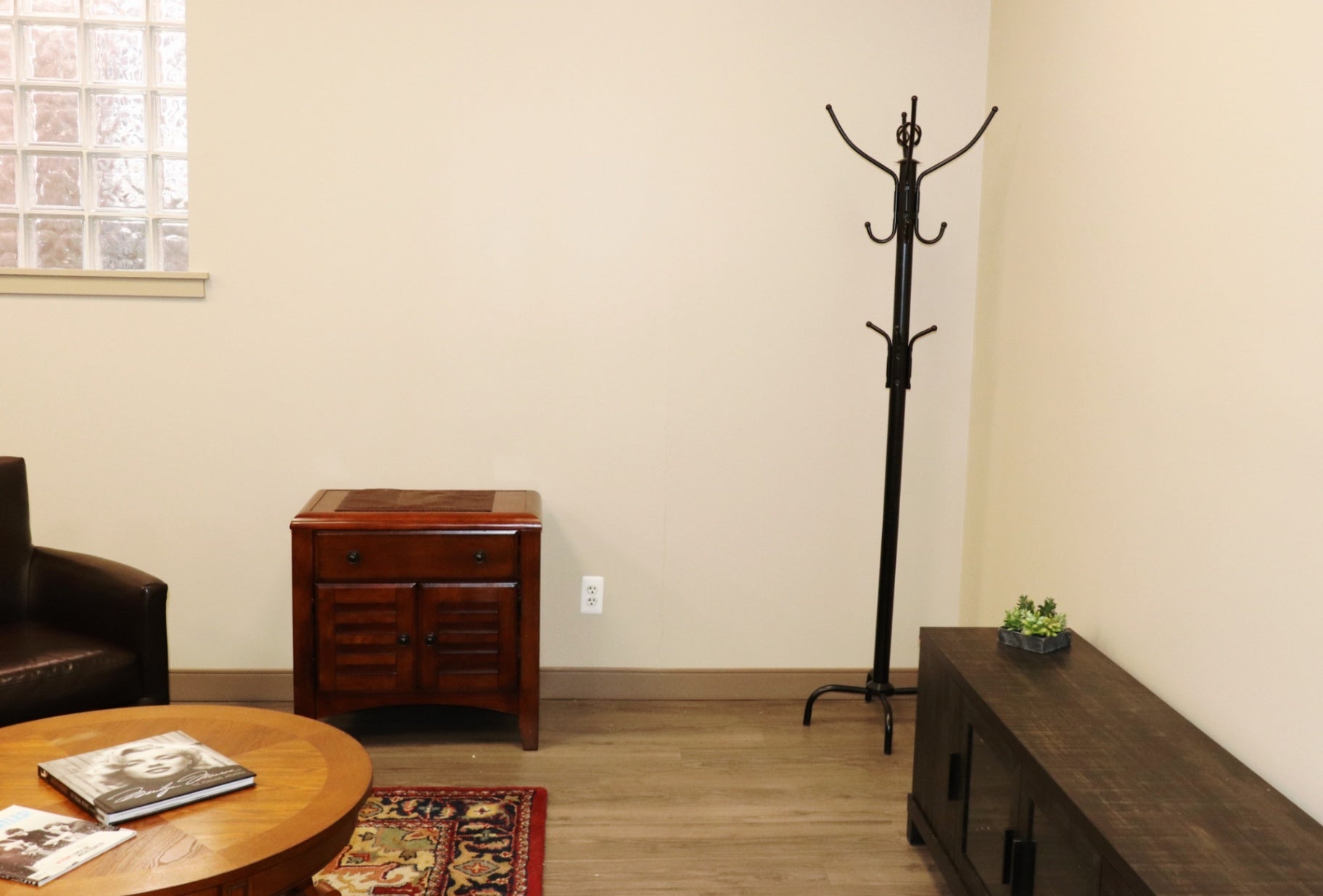 65" Media Console  Finish: Weathered Charcoal / Smoked Pine  ◦ Fits TVs up to 75" (Sturdy 135lb capacity)
