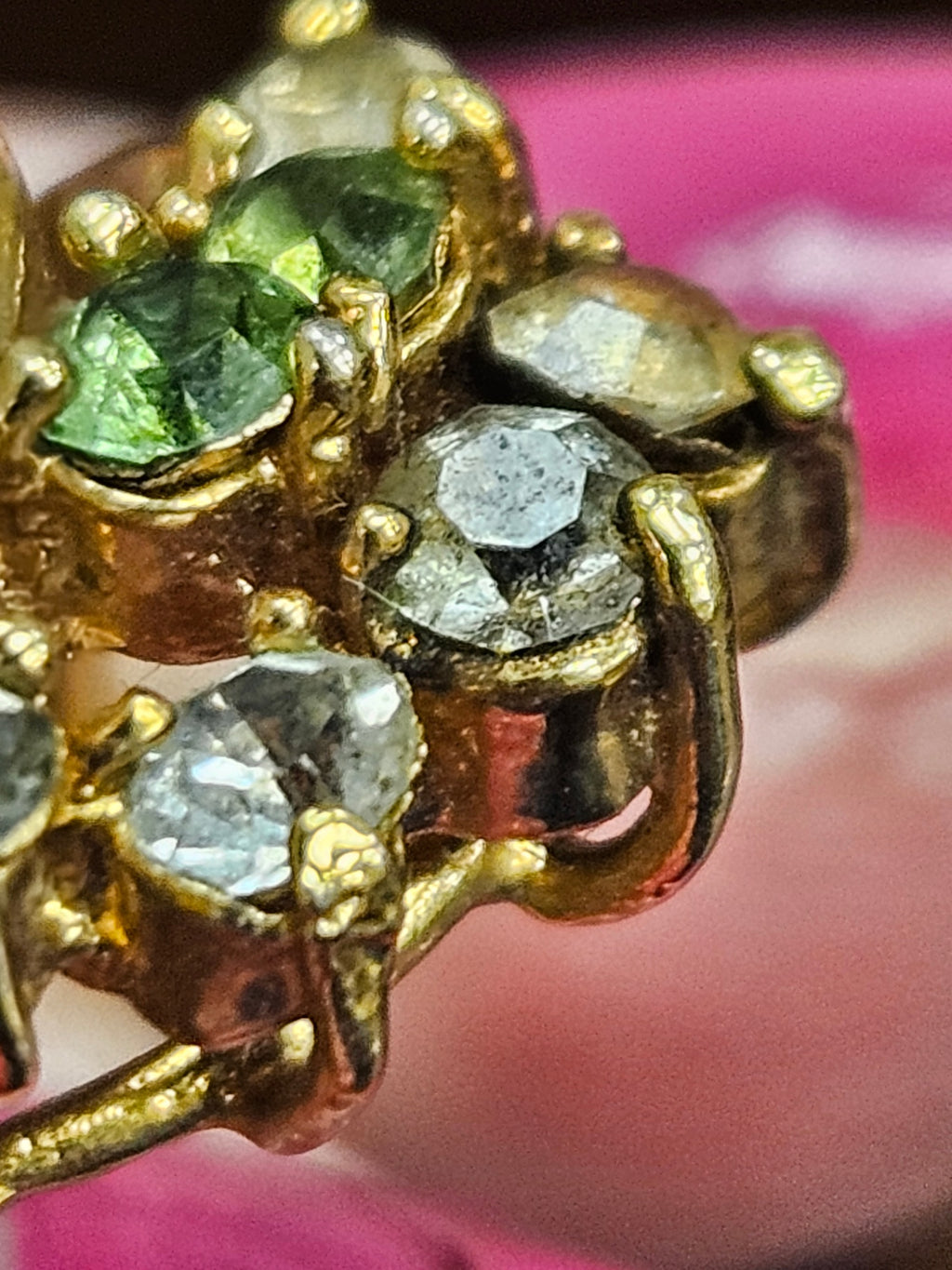 Vintage Uranium Glass "Glowing" Fruit Cocktail Cluster Ring