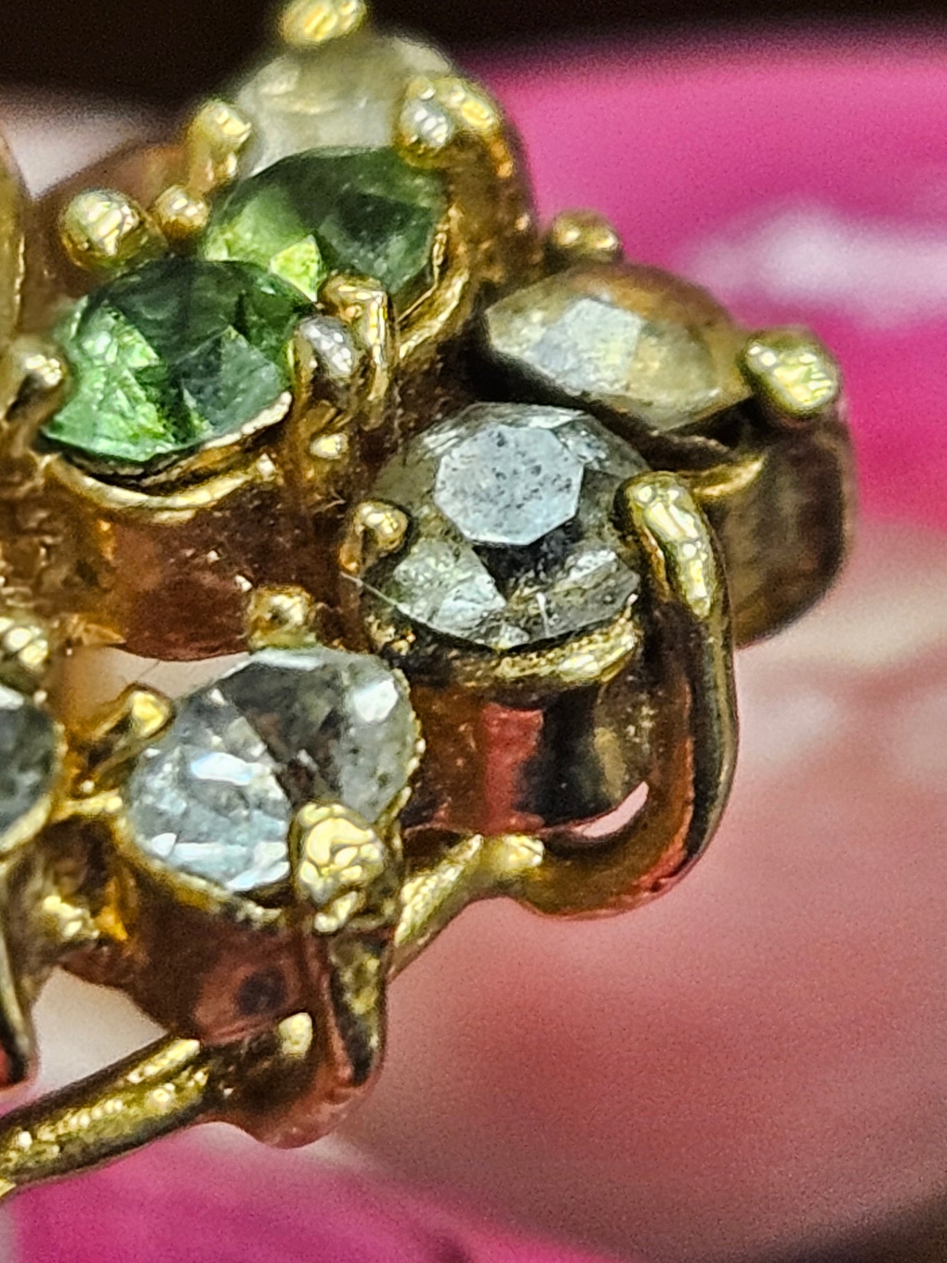 Vintage Uranium Glass "Glowing" Fruit Cocktail Cluster Ring