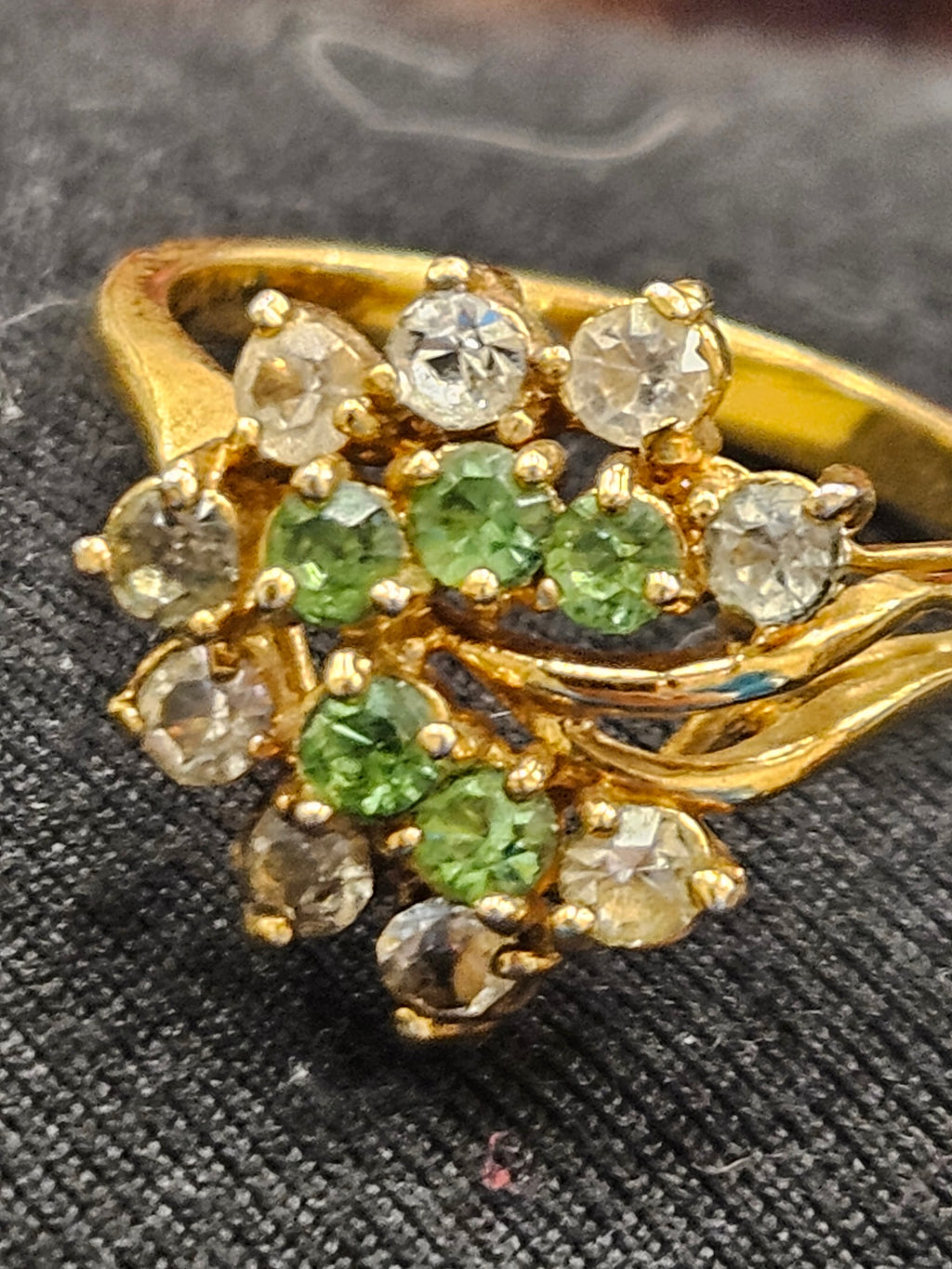 Vintage Uranium Glass "Glowing" Fruit Cocktail Cluster Ring