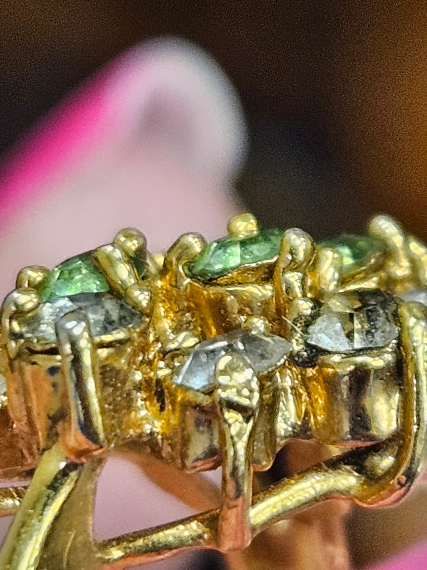 Vintage Uranium Glass "Glowing" Fruit Cocktail Cluster Ring