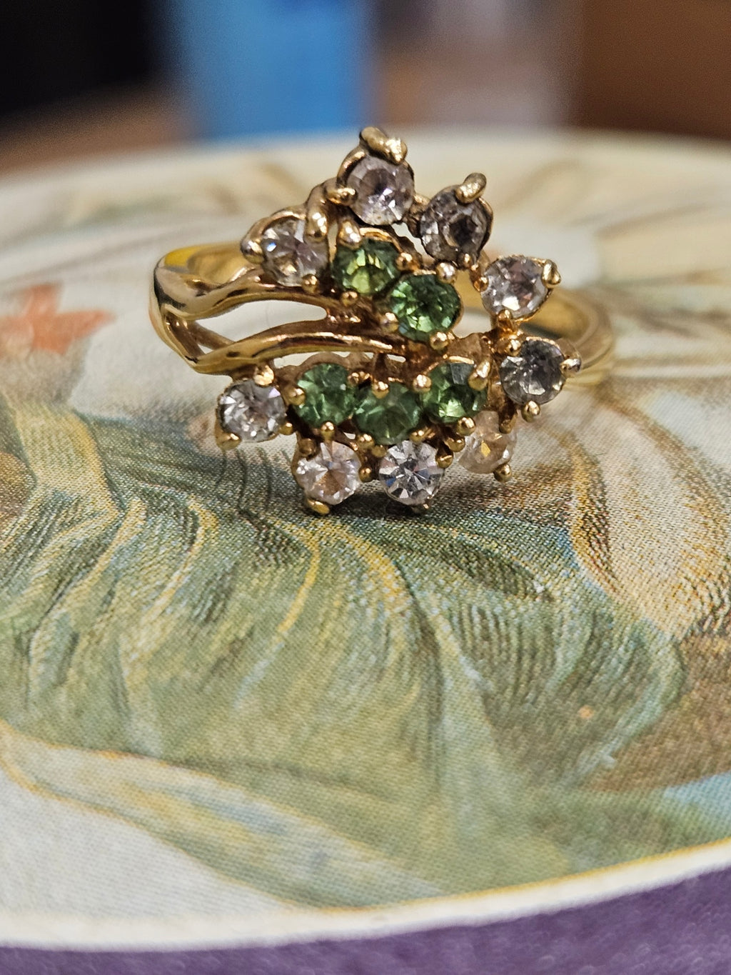 Vintage Uranium Glass "Glowing" Fruit Cocktail Cluster Ring