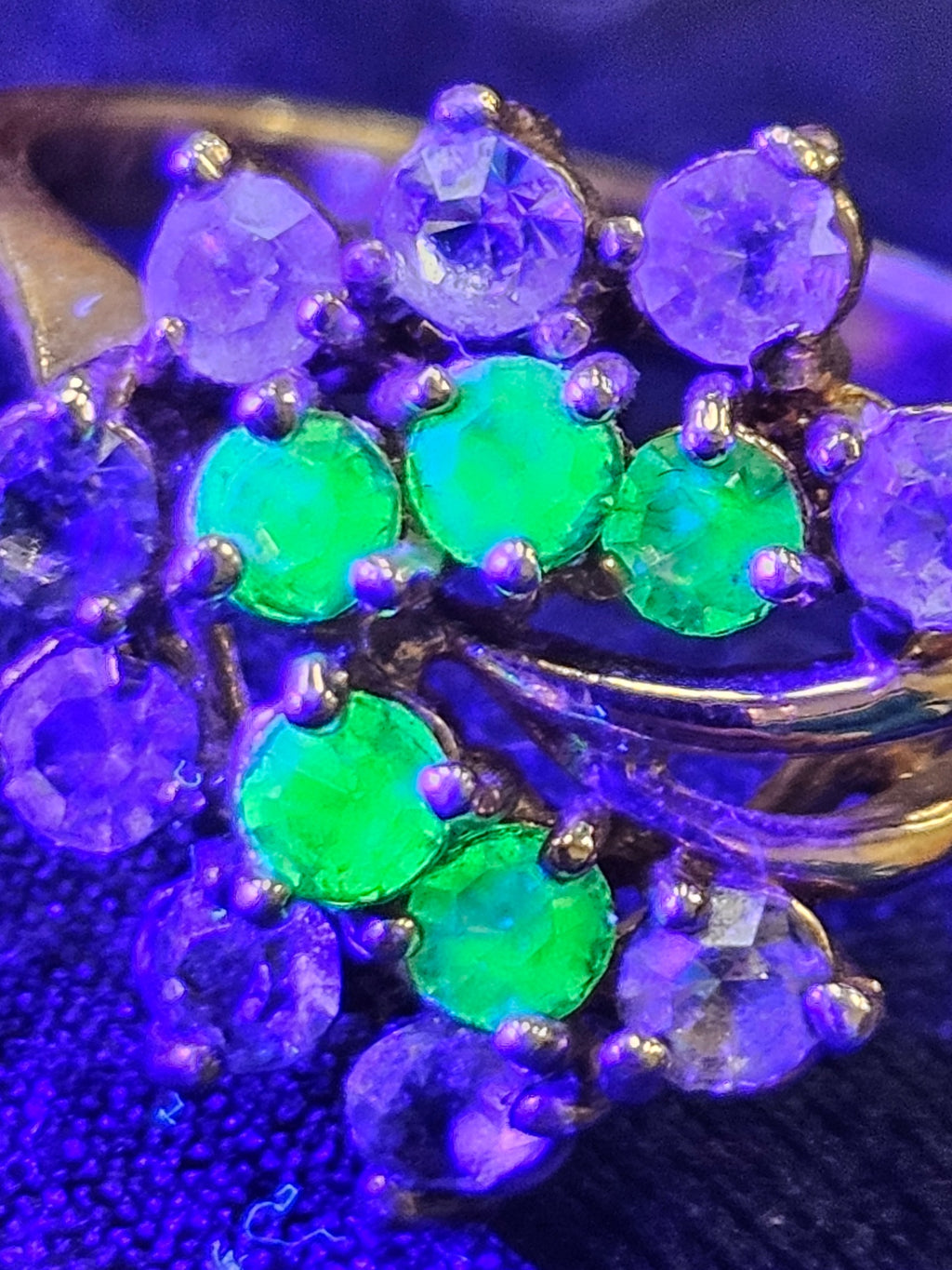 Vintage Uranium Glass "Glowing" Fruit Cocktail Cluster Ring