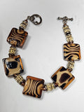 Handmade Lampwork Glass Bracelet Safari Collection with Ornate Rose Clasp