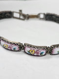 Hand-Painted Rostov Finift Enamel Bracelet. Vintage Soviet Era (c. 1970s–1980s) Intricate Russian Filigree Design