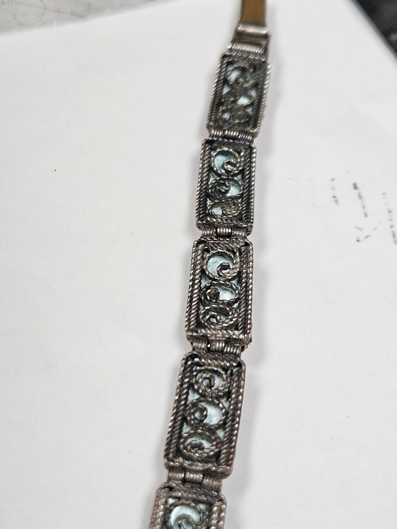Hand-Painted Rostov Finift Enamel Bracelet. Vintage Soviet Era (c. 1970s–1980s) Intricate Russian Filigree Design