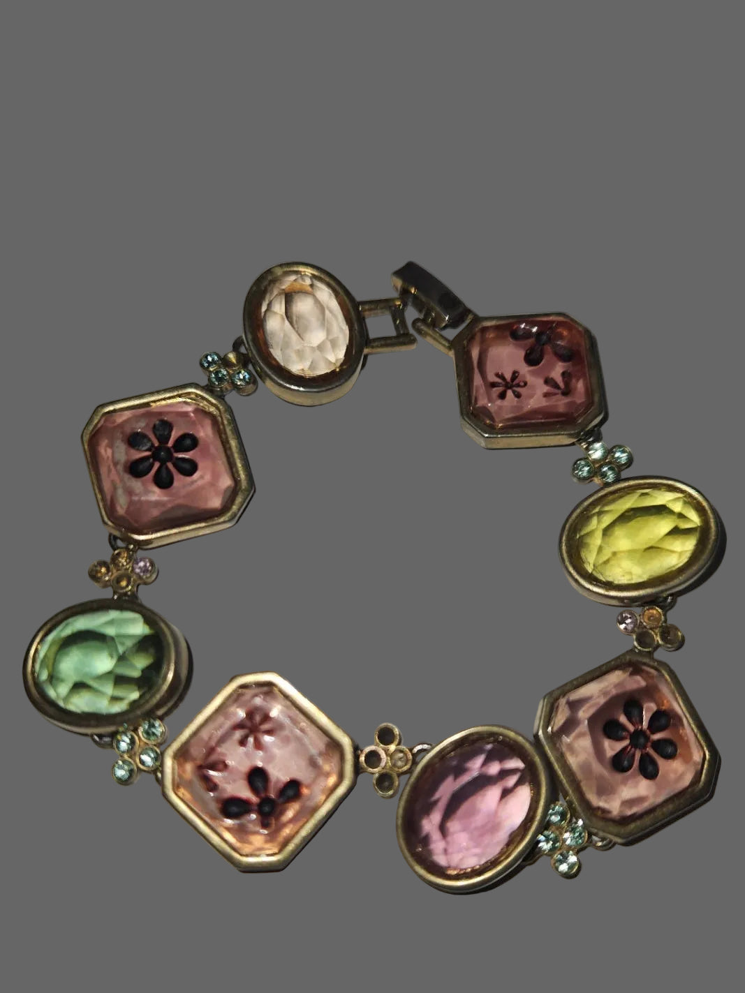 VINTAGE "FOUR-COLOR GLOW" TRANSFORMING BRACELET  Era: Circa 1950s-1960s Mid- Century European Costume Design