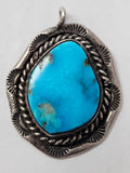 Vintage Southwestern Sterling Silver & Sky-Blue Turquoise Pendant