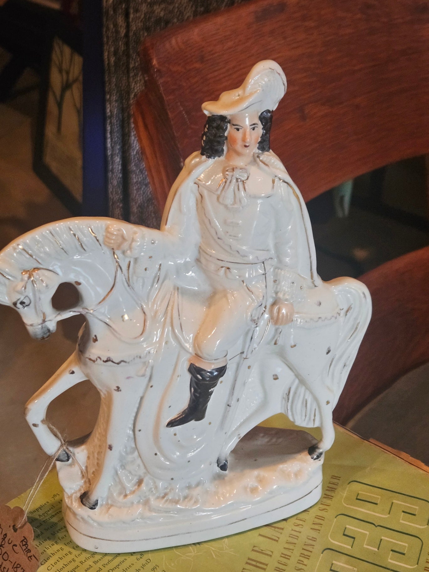 Rare Confronting Pair of Antique English Staffordshire Equestrian Figures c. 1870