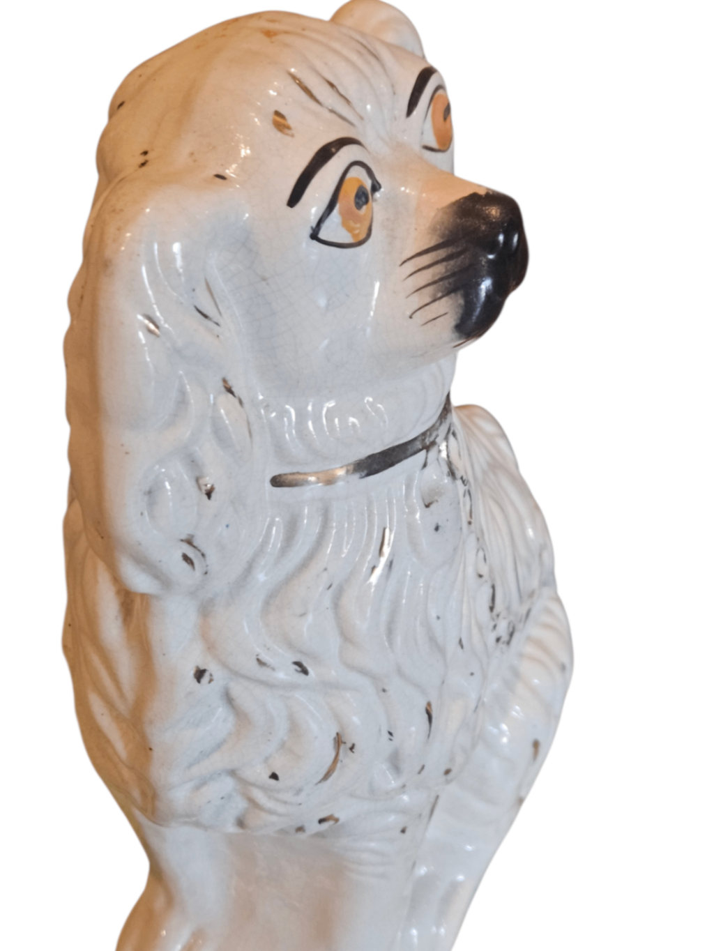 Rare: PAIR Antique 1860s English Staffordshire LARGE (#1) Mantle Spaniels "Wally Dogs"