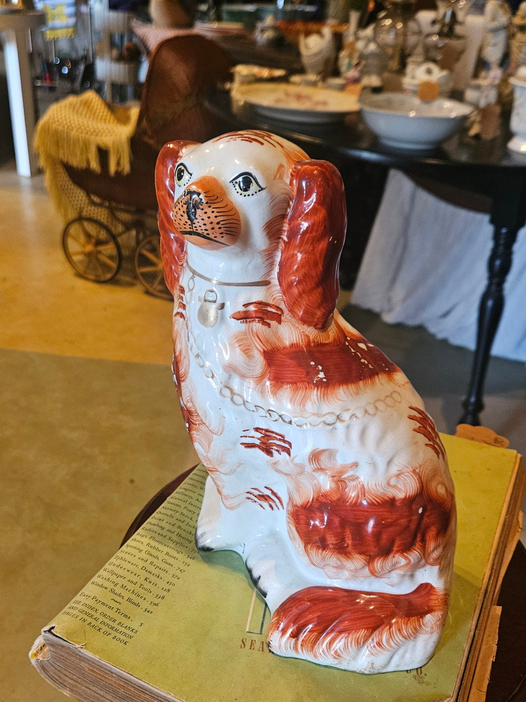 Antique 19th-Century English Staffordshire "Russet" Spaniel c. 1860-1880