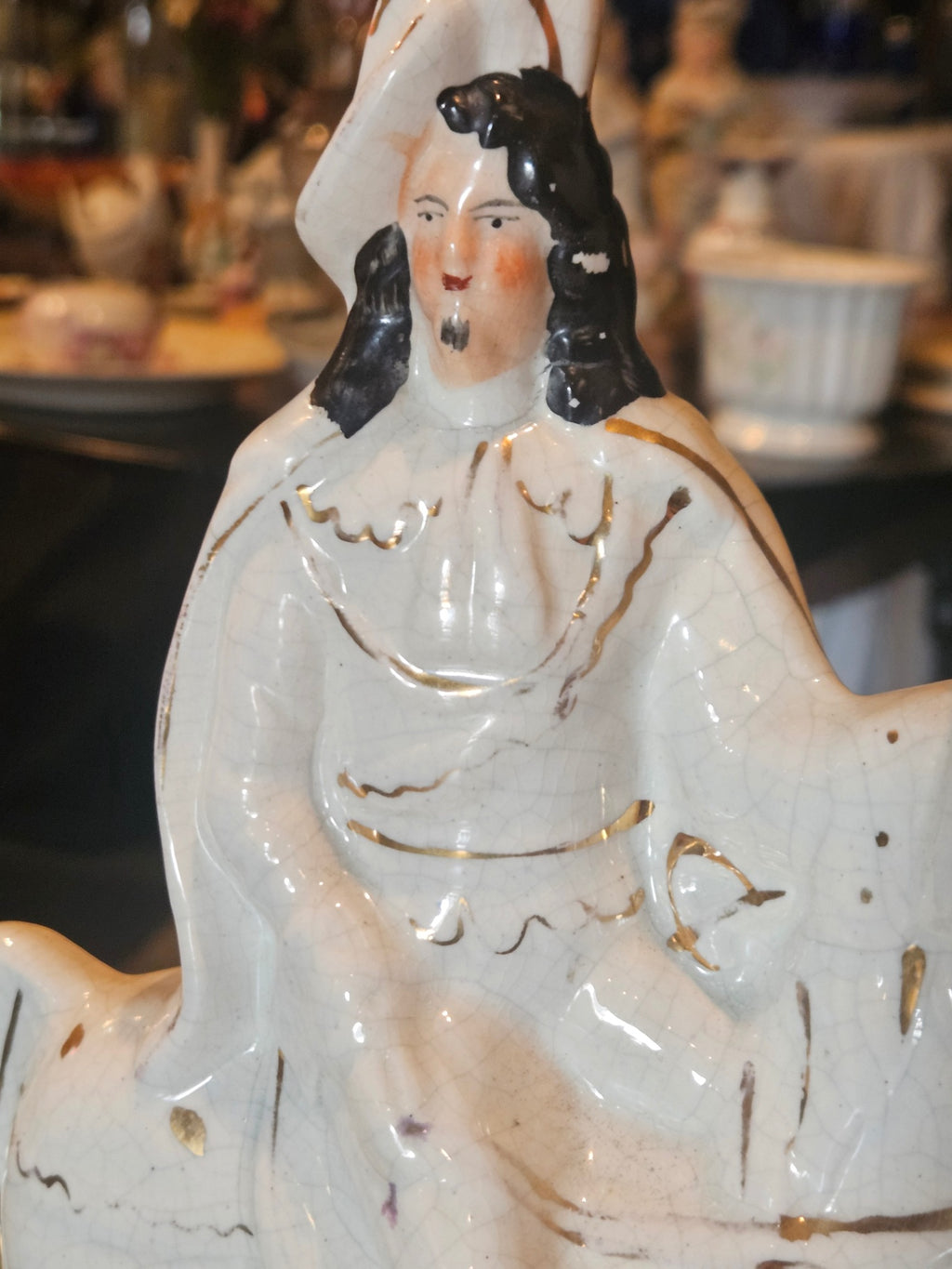 Rare Confronting Pair of Antique English Staffordshire Equestrian Figures c. 1870