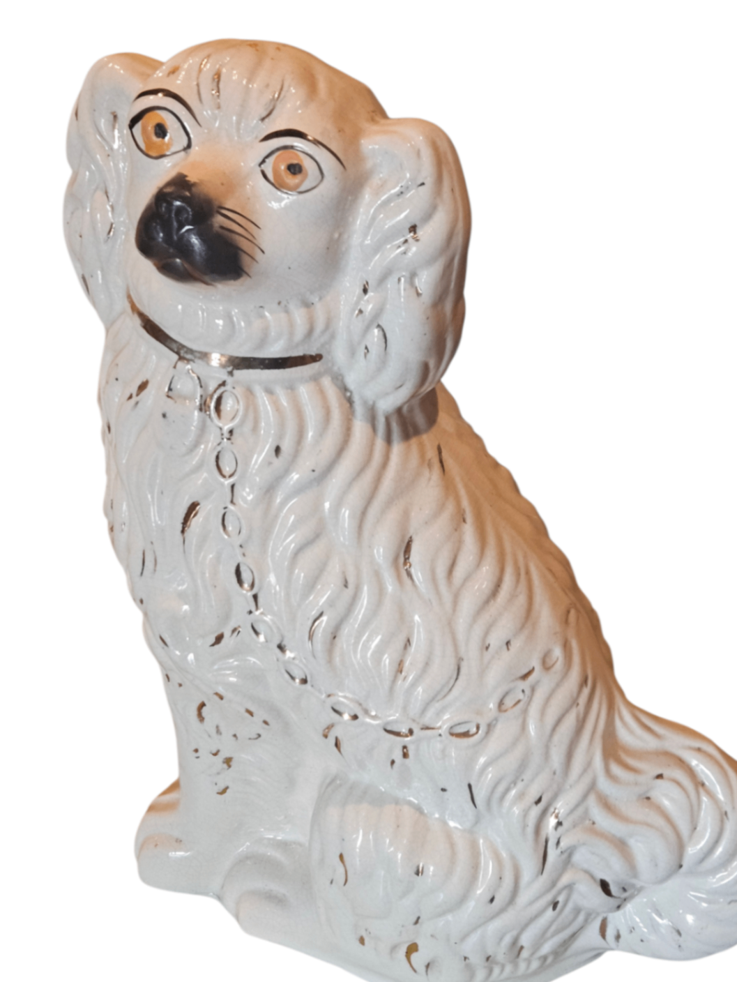 Rare: PAIR Antique 1860s English Staffordshire LARGE (#1) Mantle Spaniels "Wally Dogs"