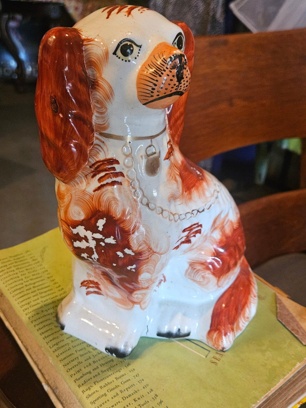 Antique 19th-Century English Staffordshire "Russet" Spaniel c. 1860-1880