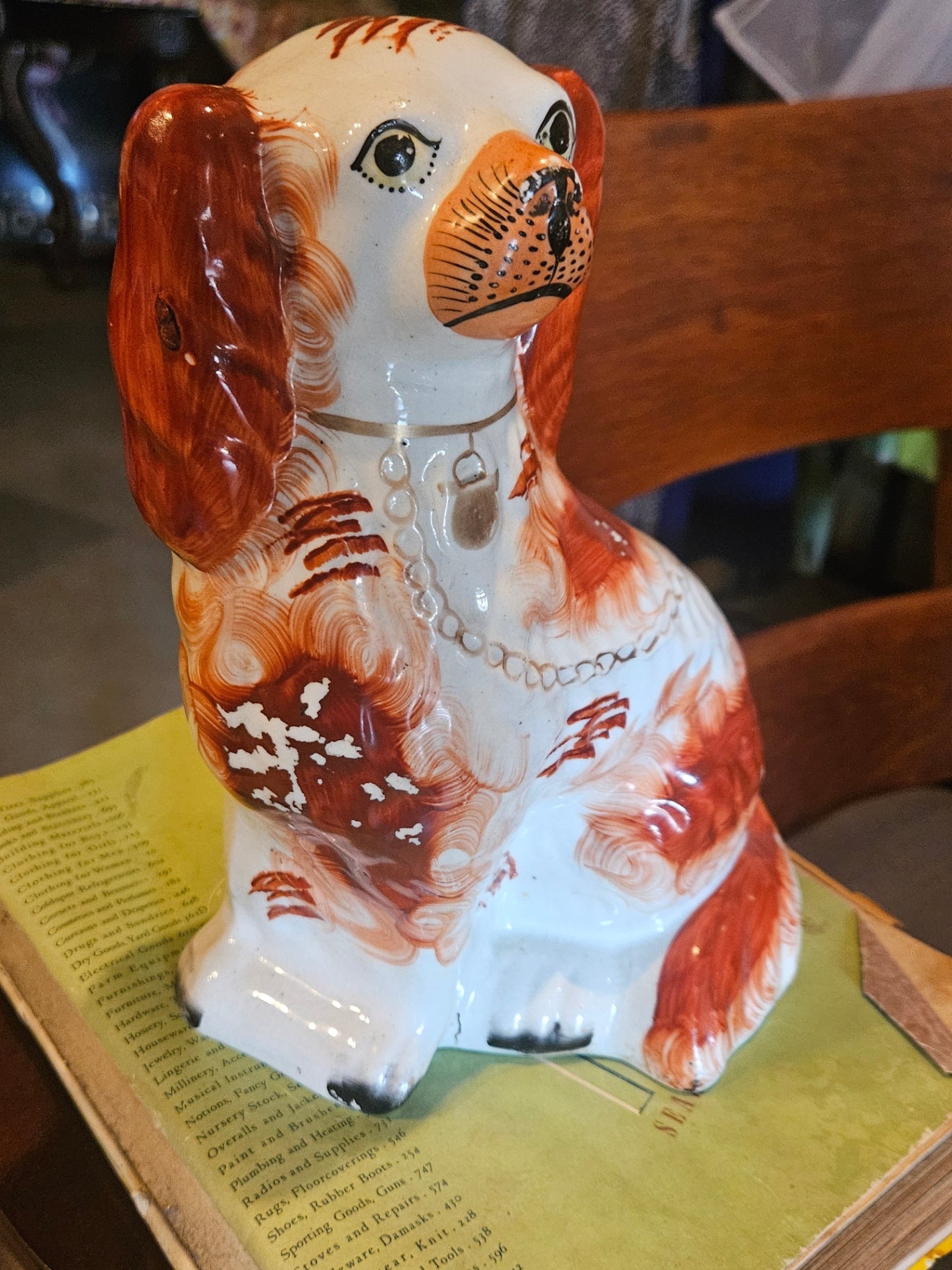 Antique 19th-Century English Staffordshire "Russet" Spaniel c. 1860-1880