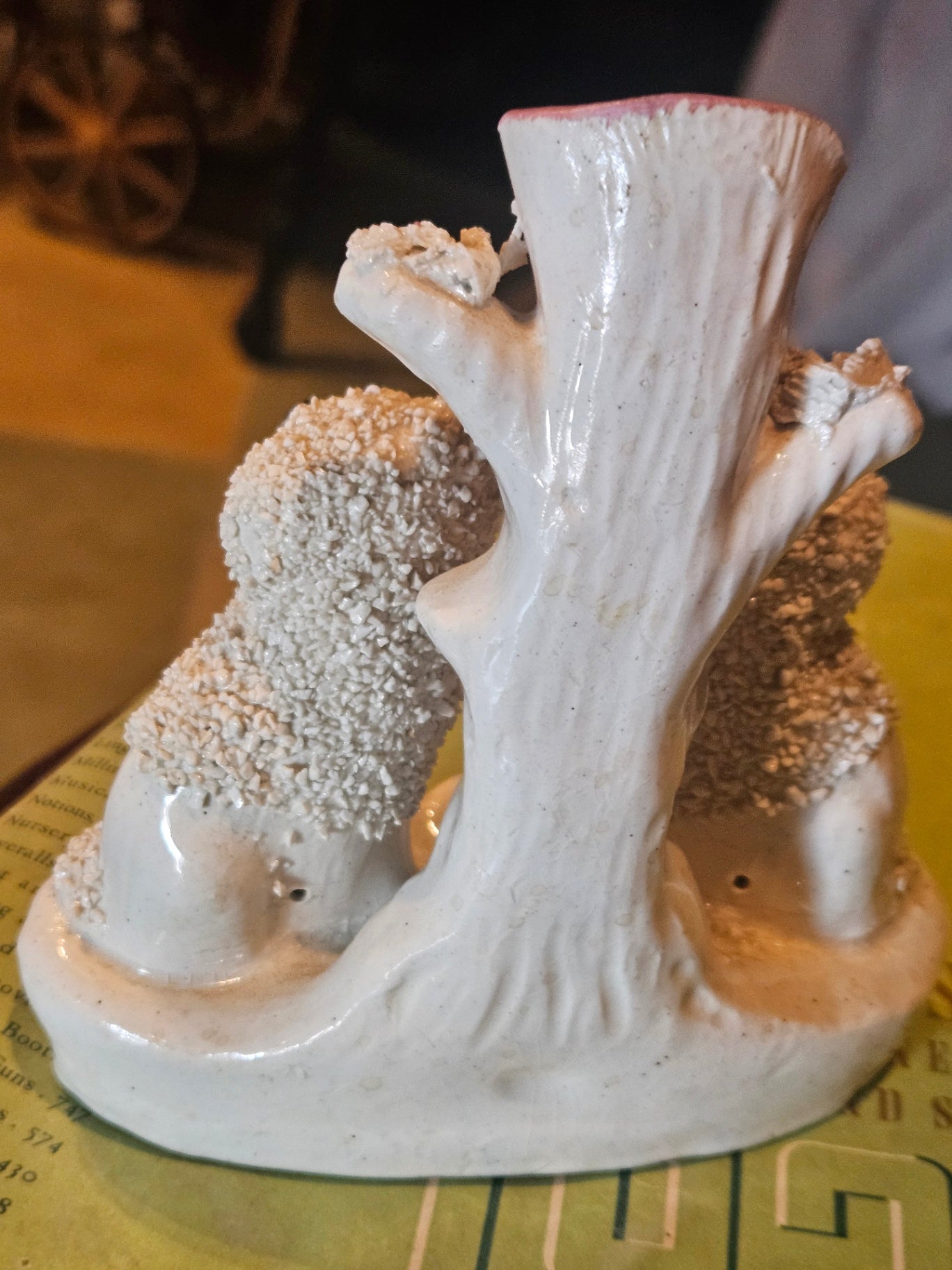 Antique Staffordshire "Confetti" Poodle Spill Vase  Origin: Staffordshire, England (c. 1892- 1912)