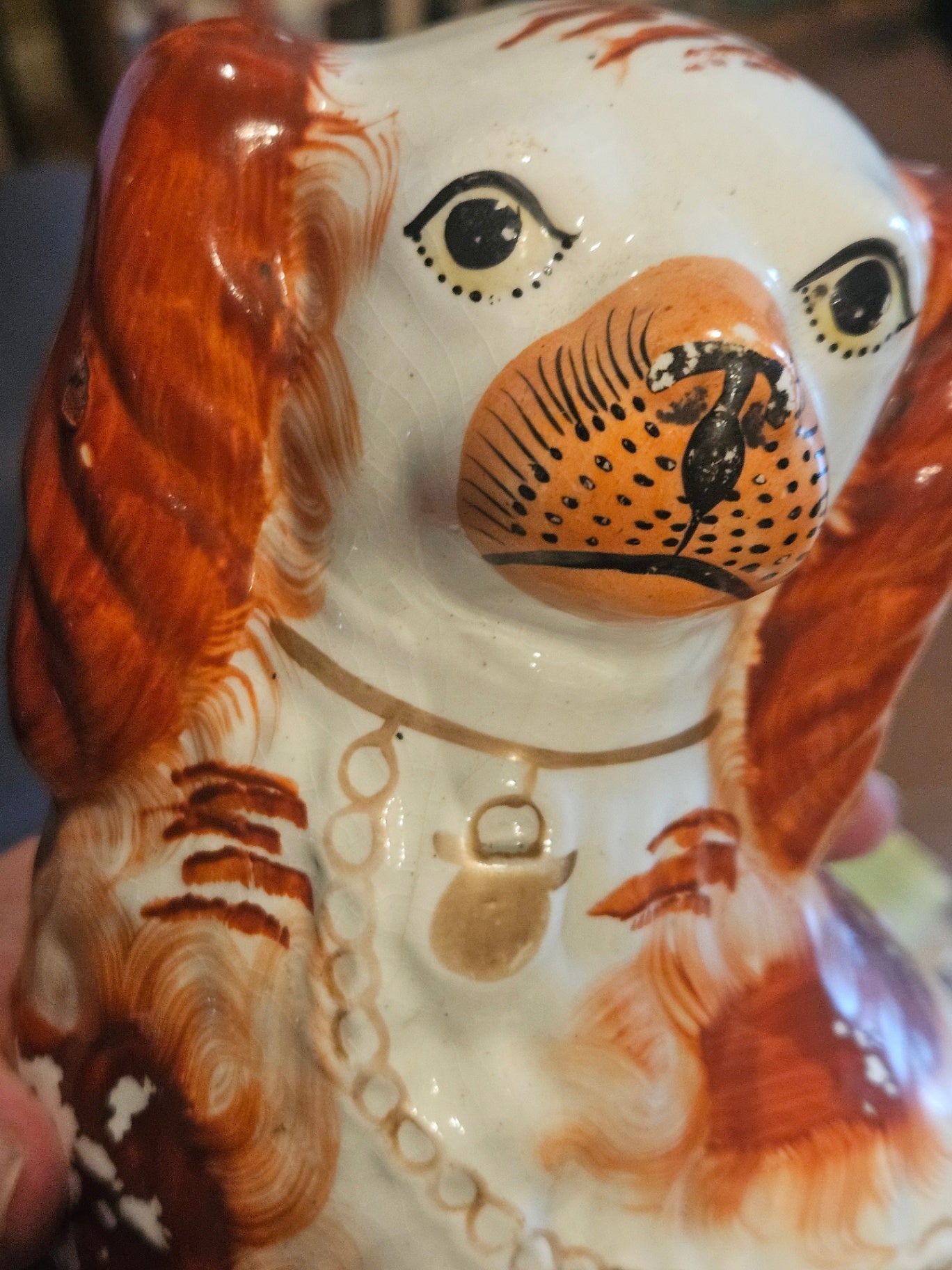 Antique 19th-Century English Staffordshire "Russet" Spaniel c. 1860-1880