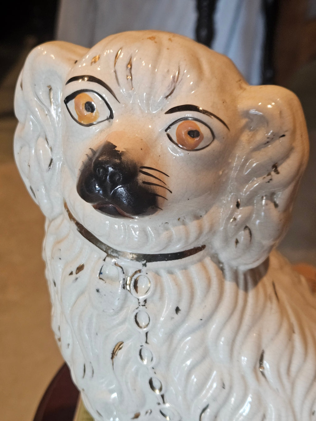Rare: PAIR Antique 1860s English Staffordshire LARGE (#1) Mantle Spaniels "Wally Dogs"