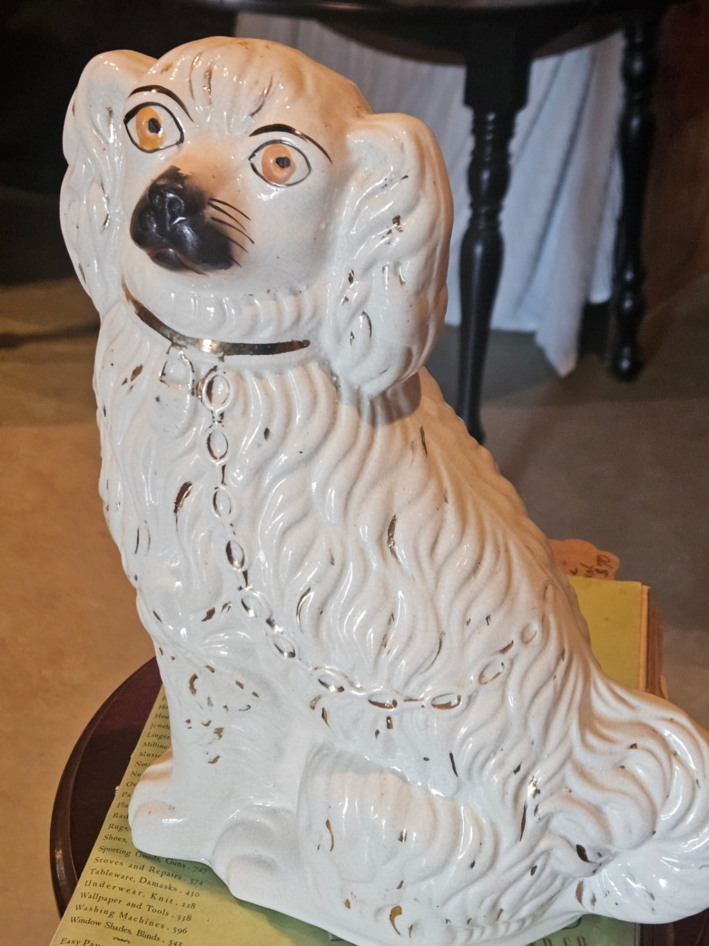 Rare: PAIR Antique 1860s English Staffordshire LARGE (#1) Mantle Spaniels "Wally Dogs"