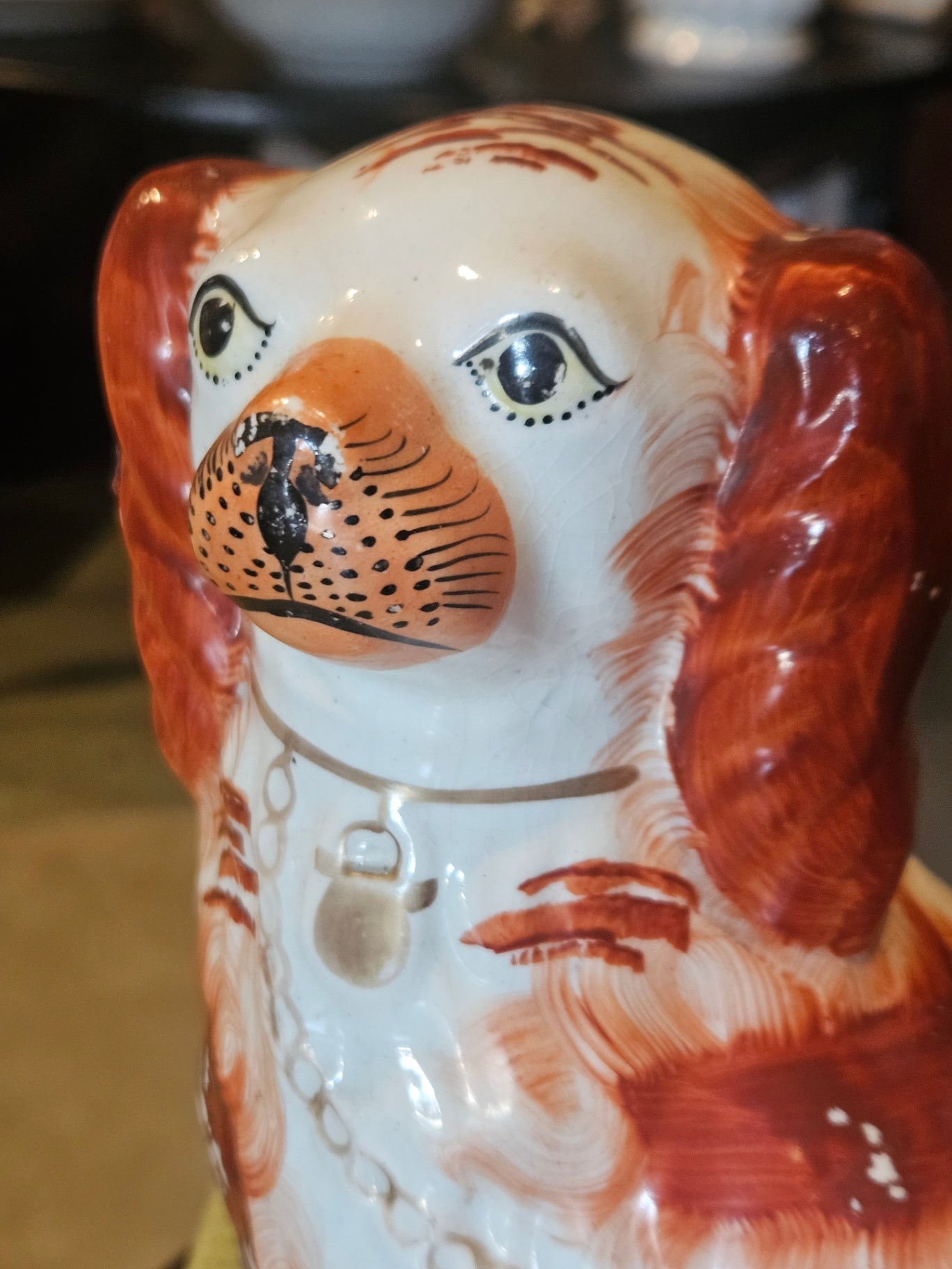 Antique 19th-Century English Staffordshire "Russet" Spaniel c. 1860-1880