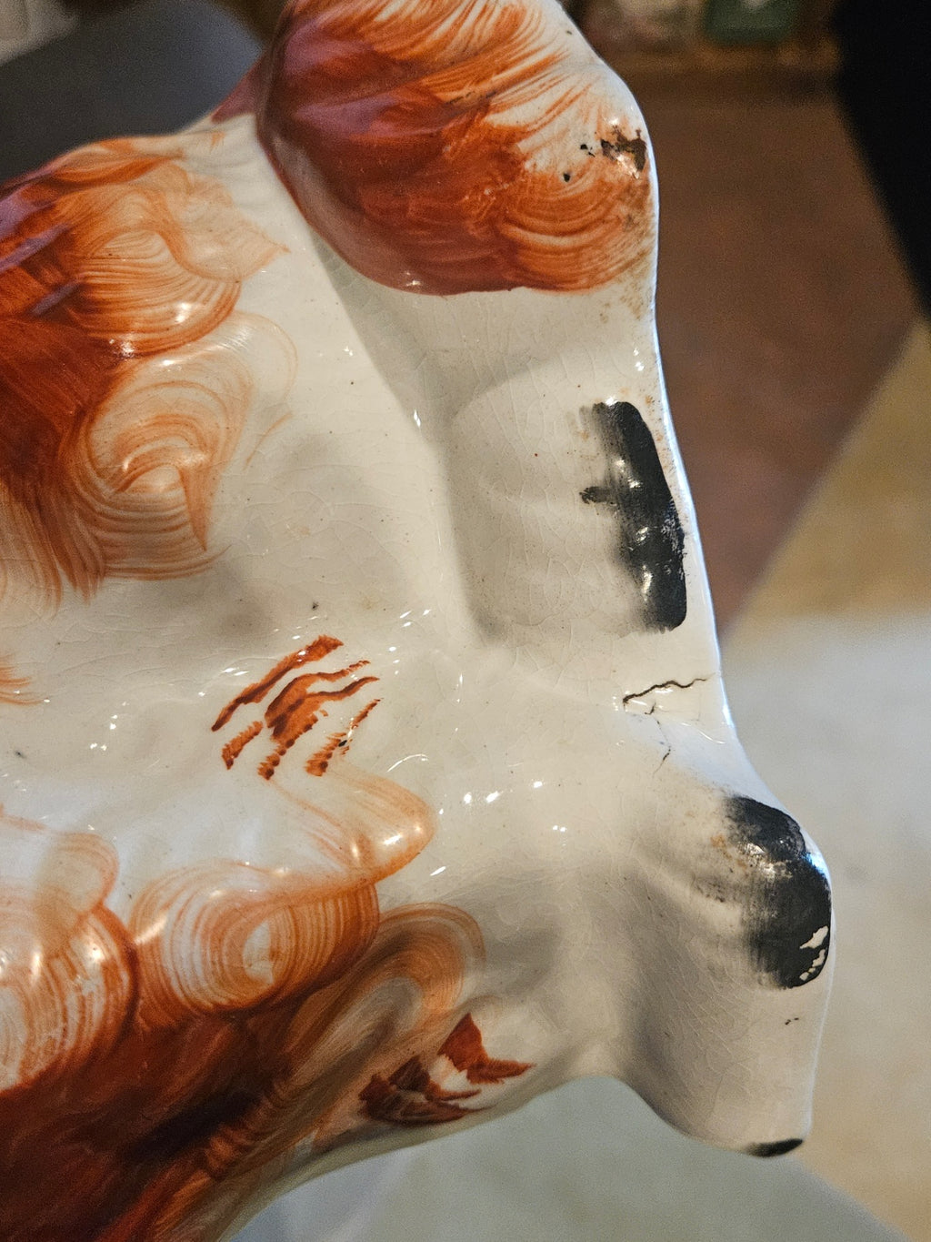Antique 19th-Century English Staffordshire "Russet" Spaniel c. 1860-1880