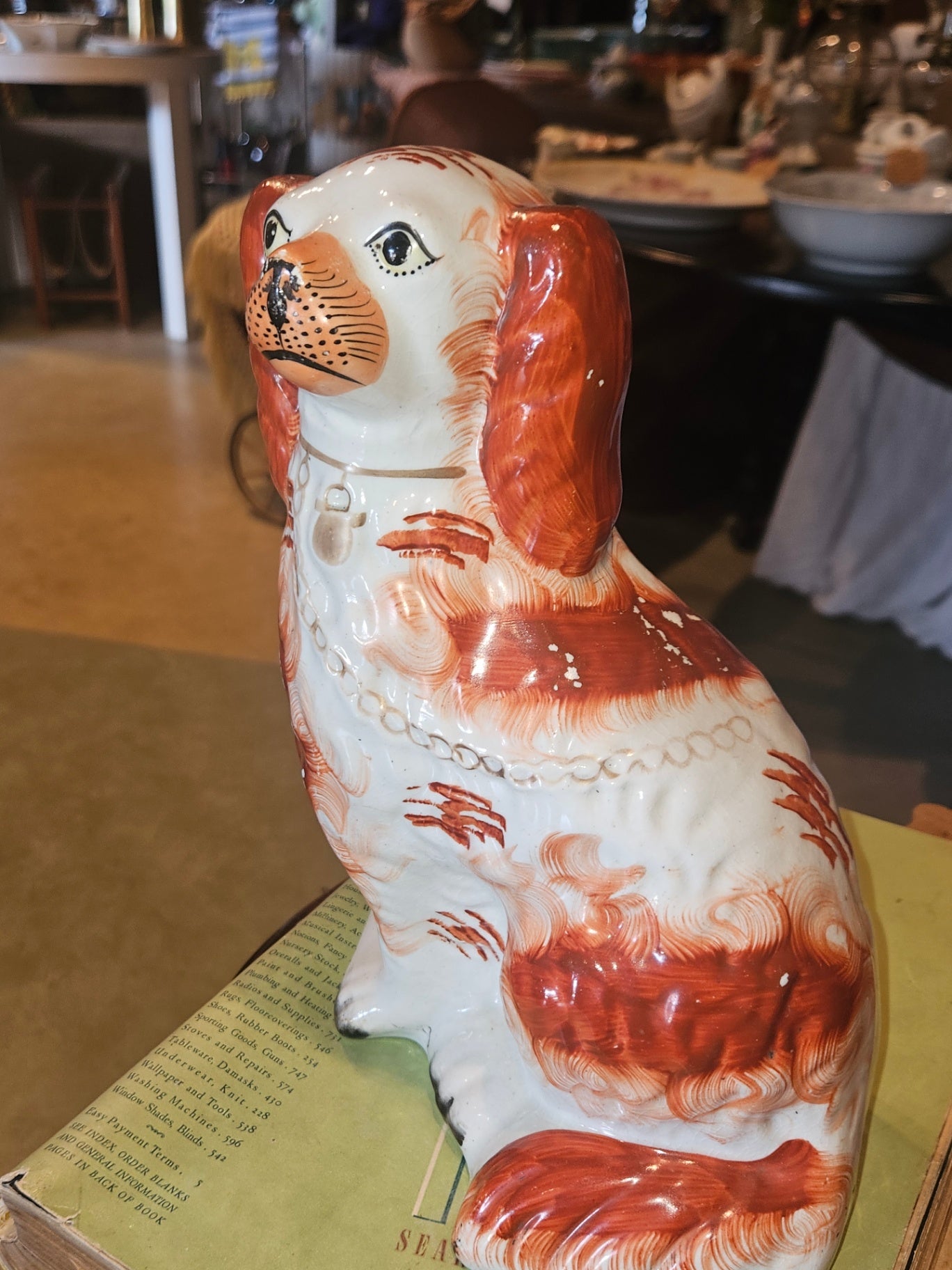 Antique 19th-Century English Staffordshire "Russet" Spaniel c. 1860-1880