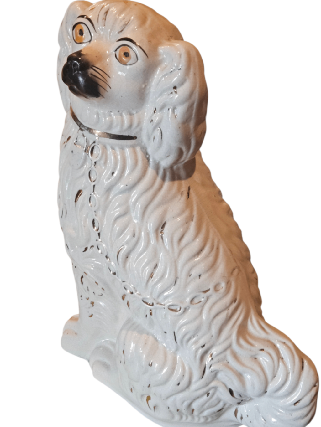 Rare: PAIR Antique 1860s English Staffordshire LARGE (#1) Mantle Spaniels "Wally Dogs"