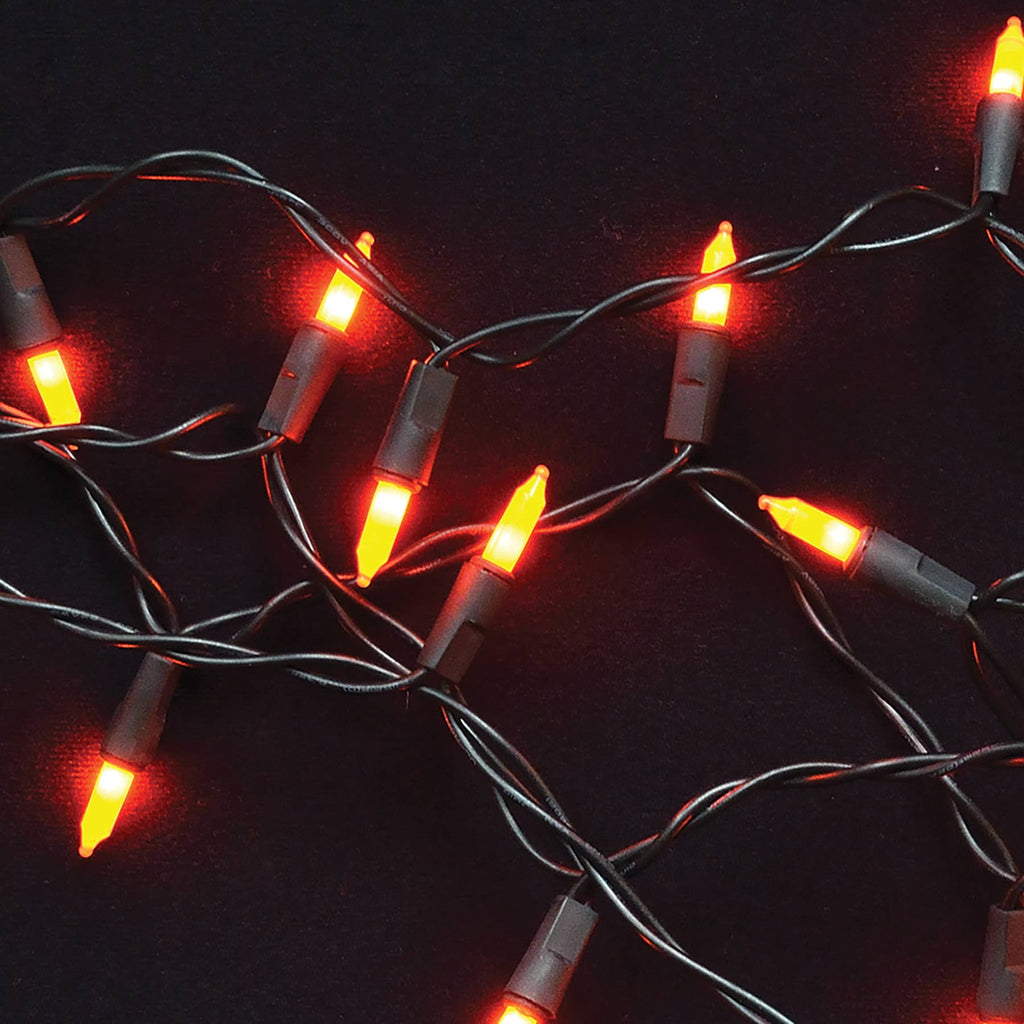 Orange Light Strand Black Cord - 20 Ct