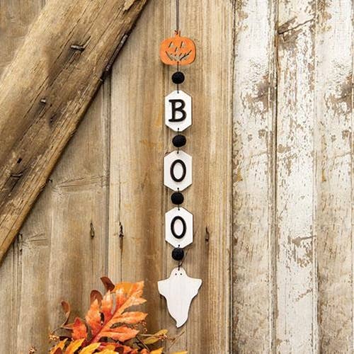 Boo Pumpkin & Ghost Wooden Tag Garland