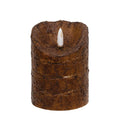Burnt Mustard LED Wrapped Flicker Flame Timer Pillar, 4"