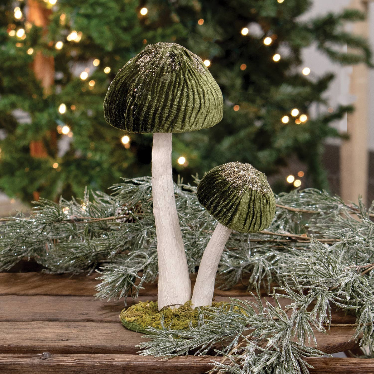 Woodland Green Mushrooms Sitter -  Large