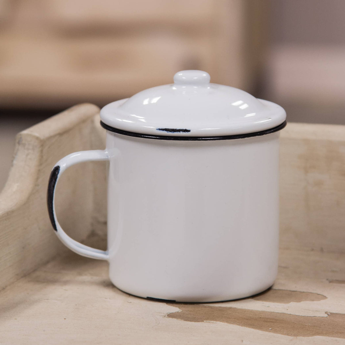 Enamelware Mug with Lid - 4"