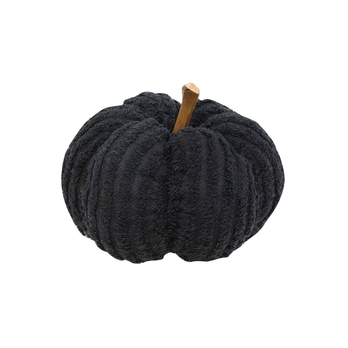 Black Chenille Stuffed Pumpkin 5.75"
