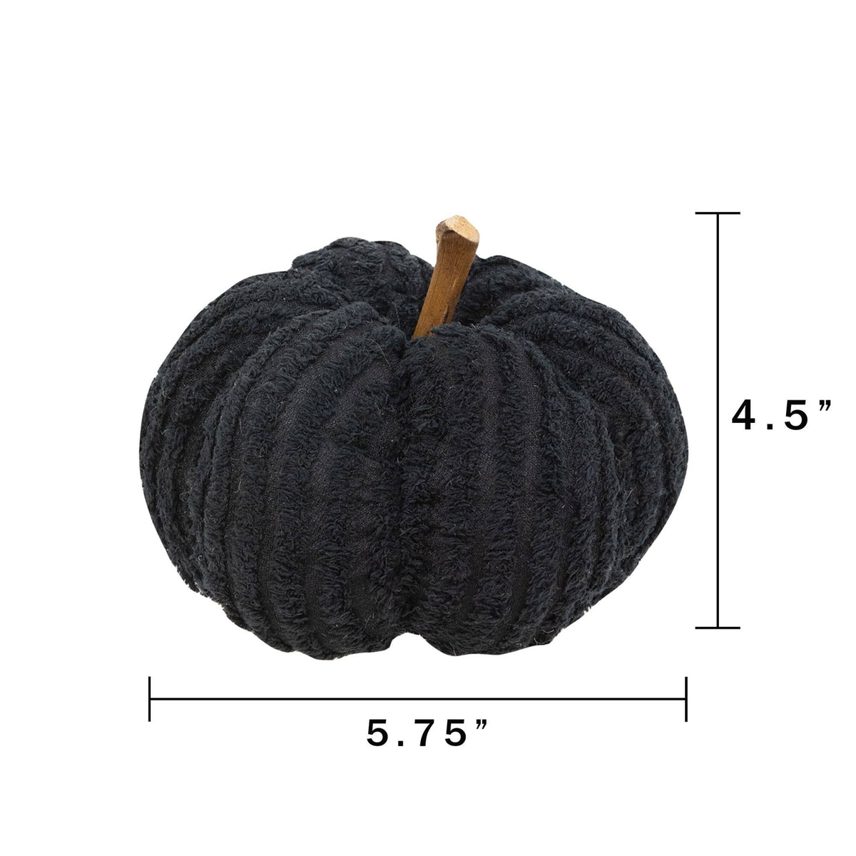 Black Chenille Stuffed Pumpkin 5.75"