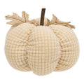 Ivory Waffle Weave Pumpkin w/Burlap Leaves - 7" dia.
