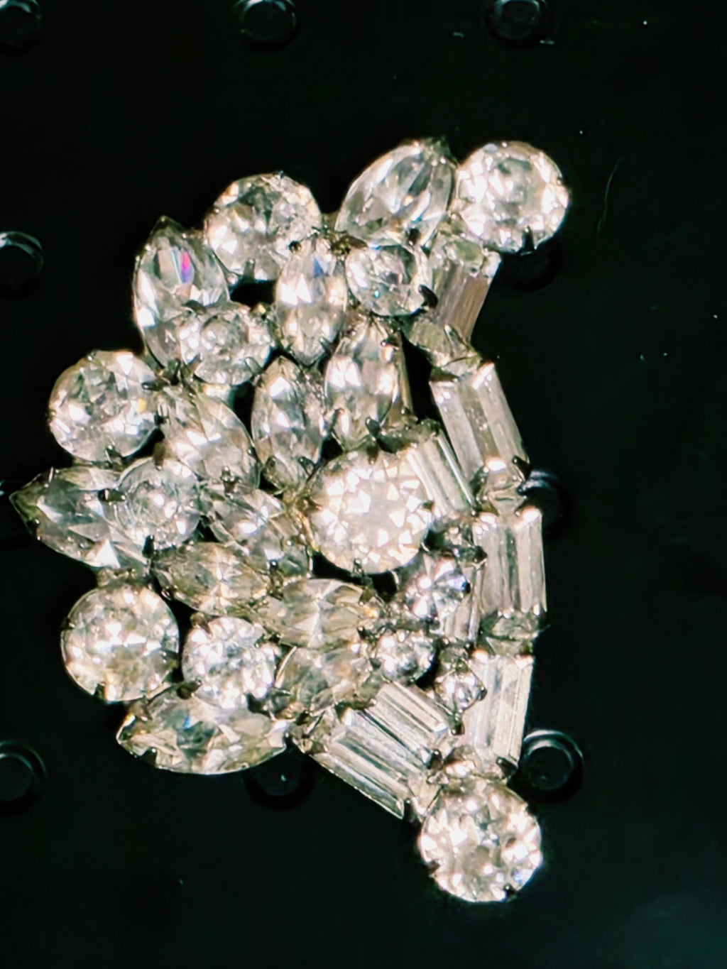 Vintage 1950s Signed Weiss Clear Rhinestone 3D Tiered Statement Brooch