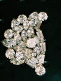 Vintage 1950s Signed Weiss Clear Rhinestone 3D Tiered Statement Brooch