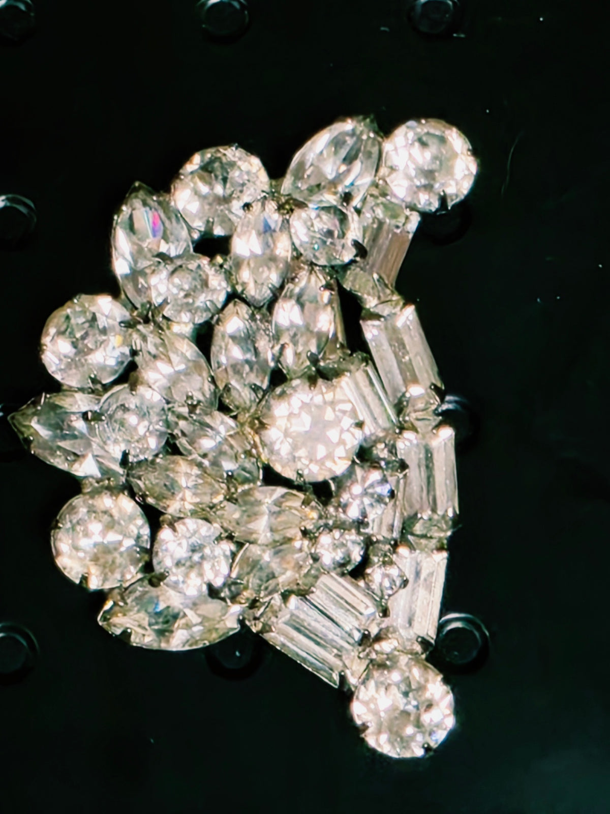 Vintage 1950s Signed Weiss Clear Rhinestone 3D Tiered Statement Brooch
