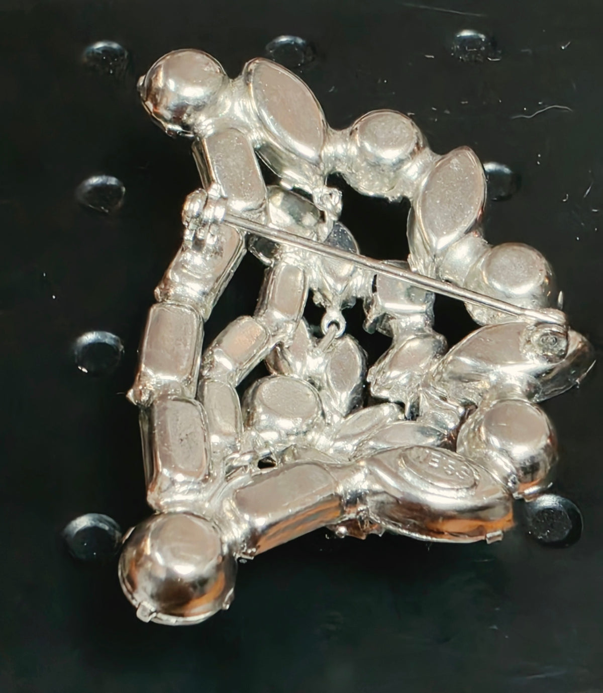 Vintage 1950s Signed Weiss Clear Rhinestone 3D Tiered Statement Brooch