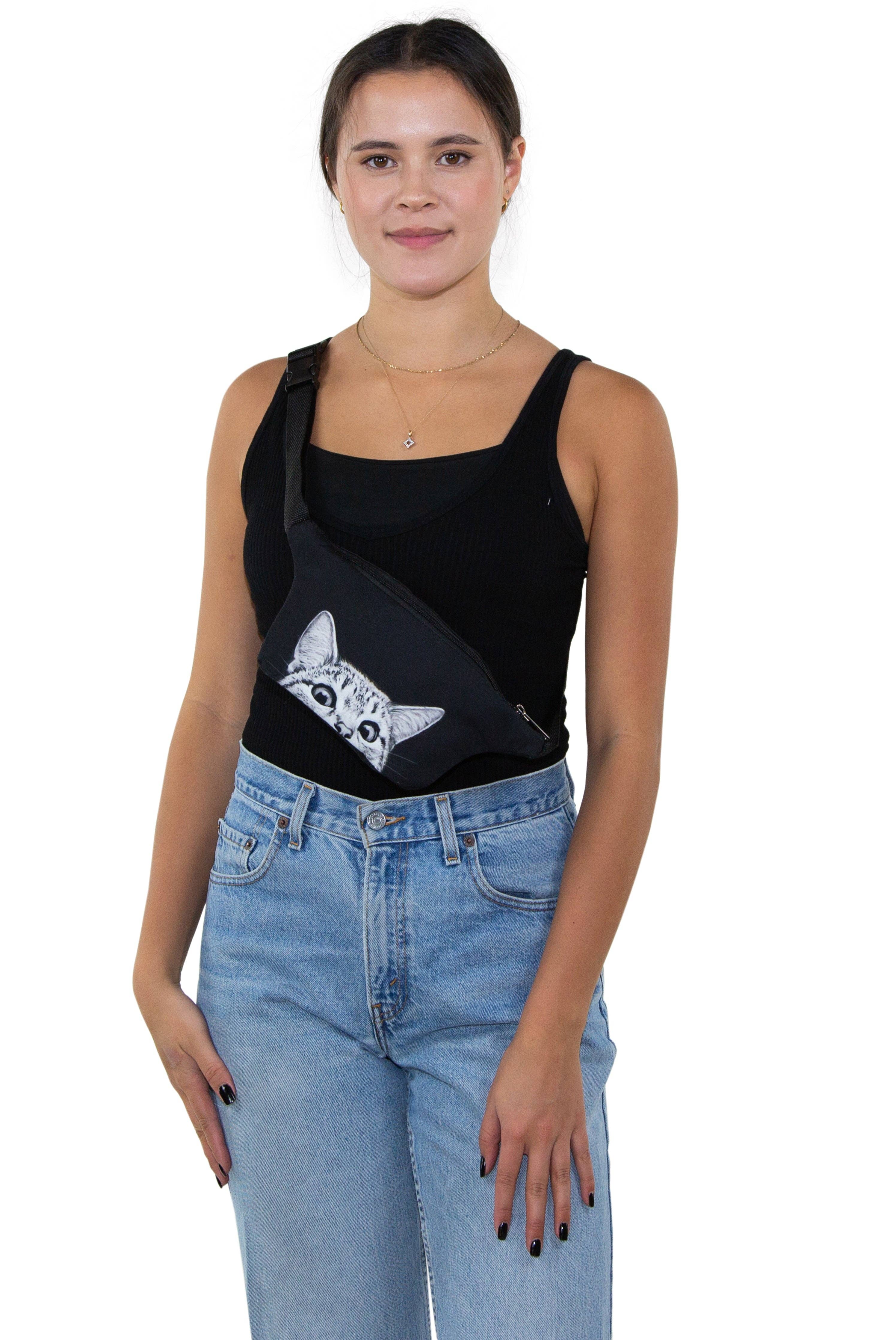 Peeking Cat Fanny in Polyester Material