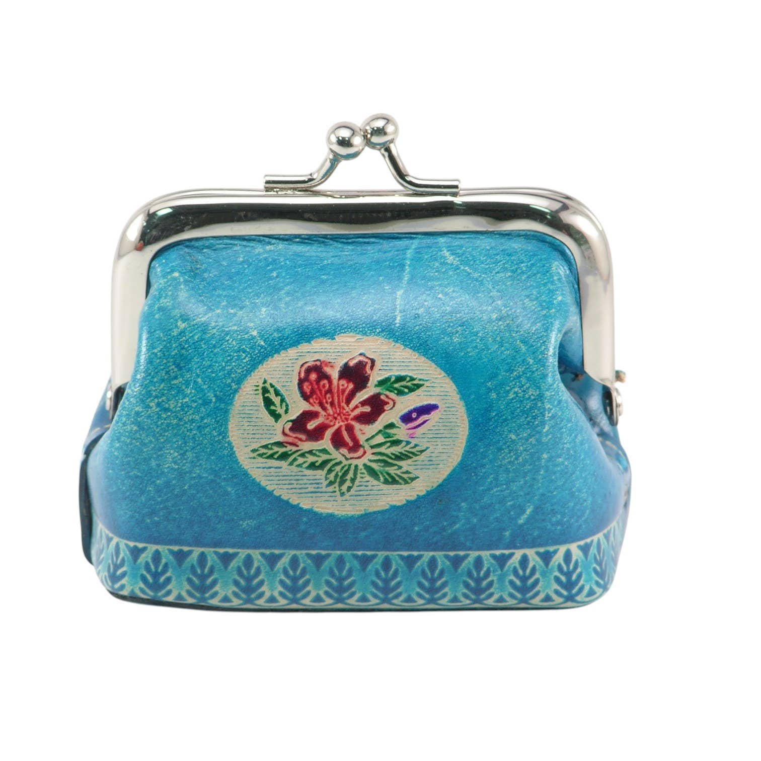 Handmade Leather metal clip clasped Coin Purse - K0004
